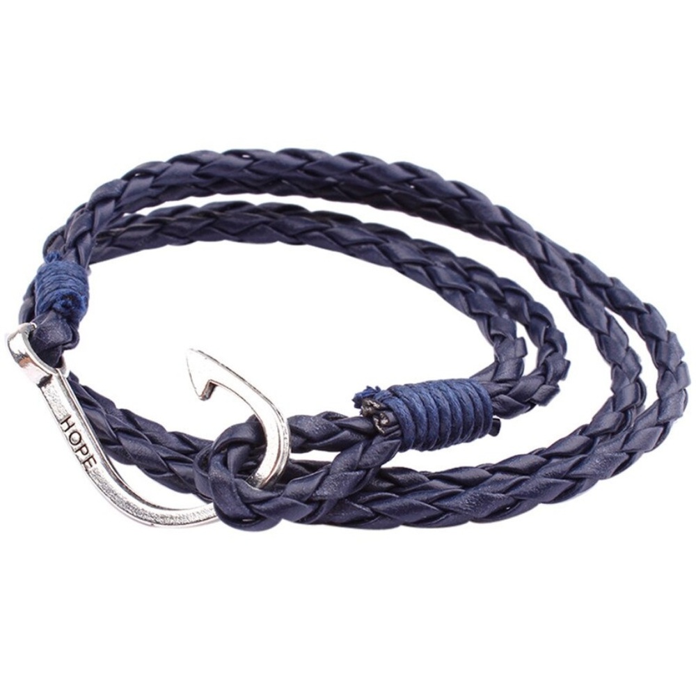 Nautical Anchor Blue Layered Rope Wrap Bracelet